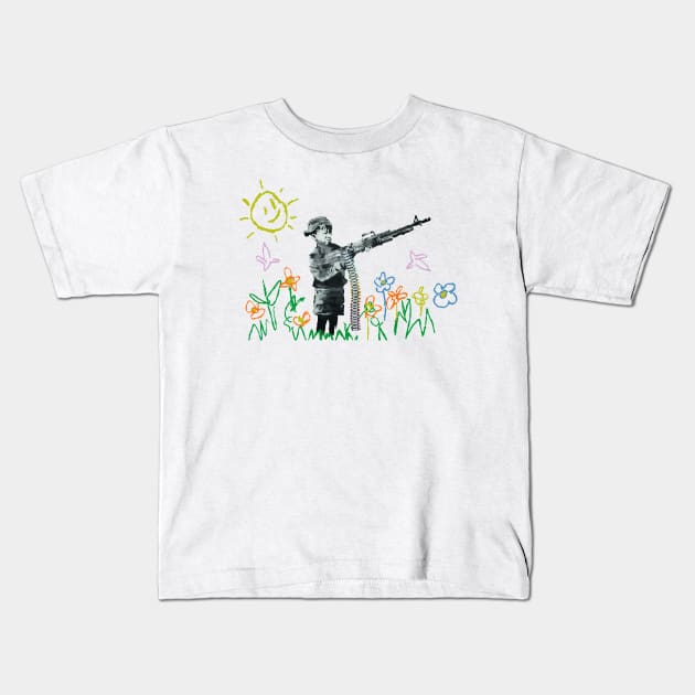 BANKSY Child Soldier Kids T-Shirt by inkstyl